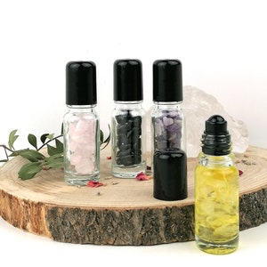 Aura Edelstein Roll On mit Aroma Öl, Duftöl Haut , Meditation, Beruhigung, Aroma Therapie, natürliche Inhaltsstoffe, bio