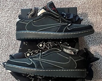 Travis Scott x Air Jordan 1 Low OG Black Phantom, Men and Women Shoes, Sneaker gifts, Unisex shoes