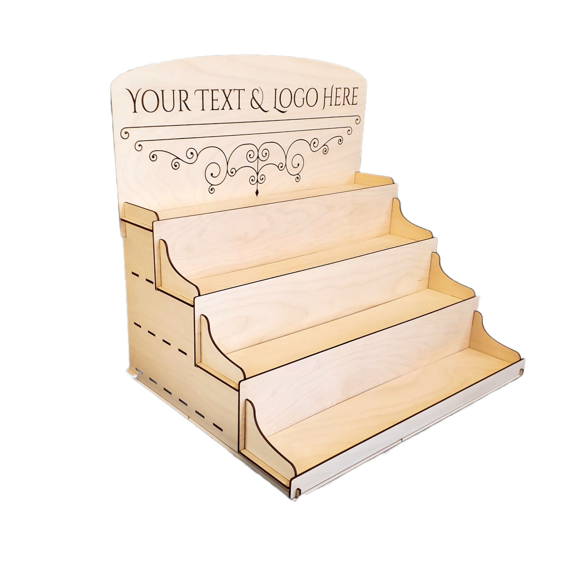 Custom Laser Engraved Display Stand: 4-tier Baltic Birch Shelves With ...