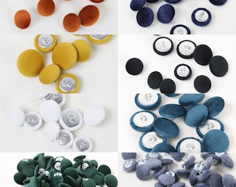 Plush Velvet Upholstery & Furnishing Loop Back Buttons in Orange, Green, Black, White, Yellow, Teal, Navy 17mm or 21mm