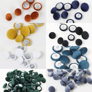 Plush Velvet Upholstery & Furnishing Loop Back Buttons in Orange, Green, Black, White, Yellow, Teal, Navy 17mm or 21mm