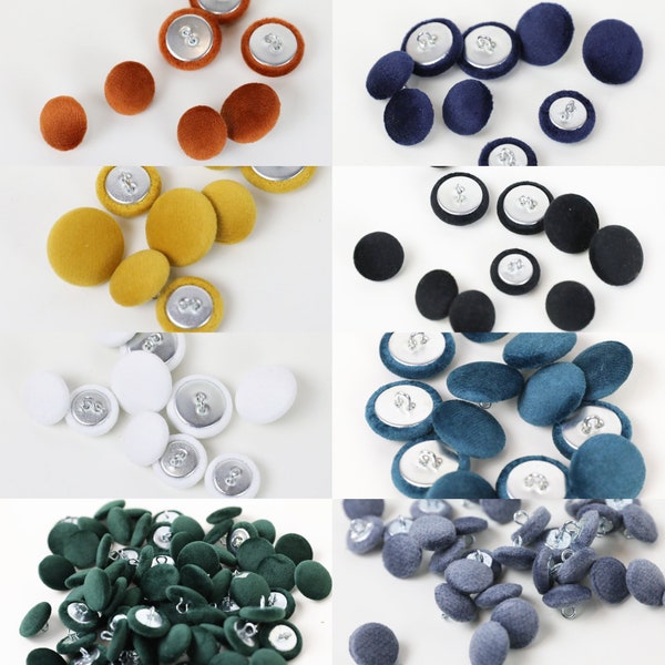 Rembourrage moelleux en velours et boutons bouclés dans le dos en orange, vert, noir, blanc, jaune, bleu sarcelle, bleu marine 17 mm ou 21 mm