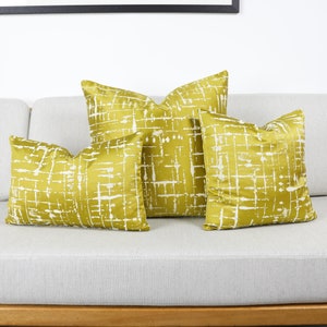 Ashley Wilde Mikkel Mimosa, Mustard Abstract Cushion Covers, Gold Designer Throw Pillows, Luxury Designer Scatter Cushions.