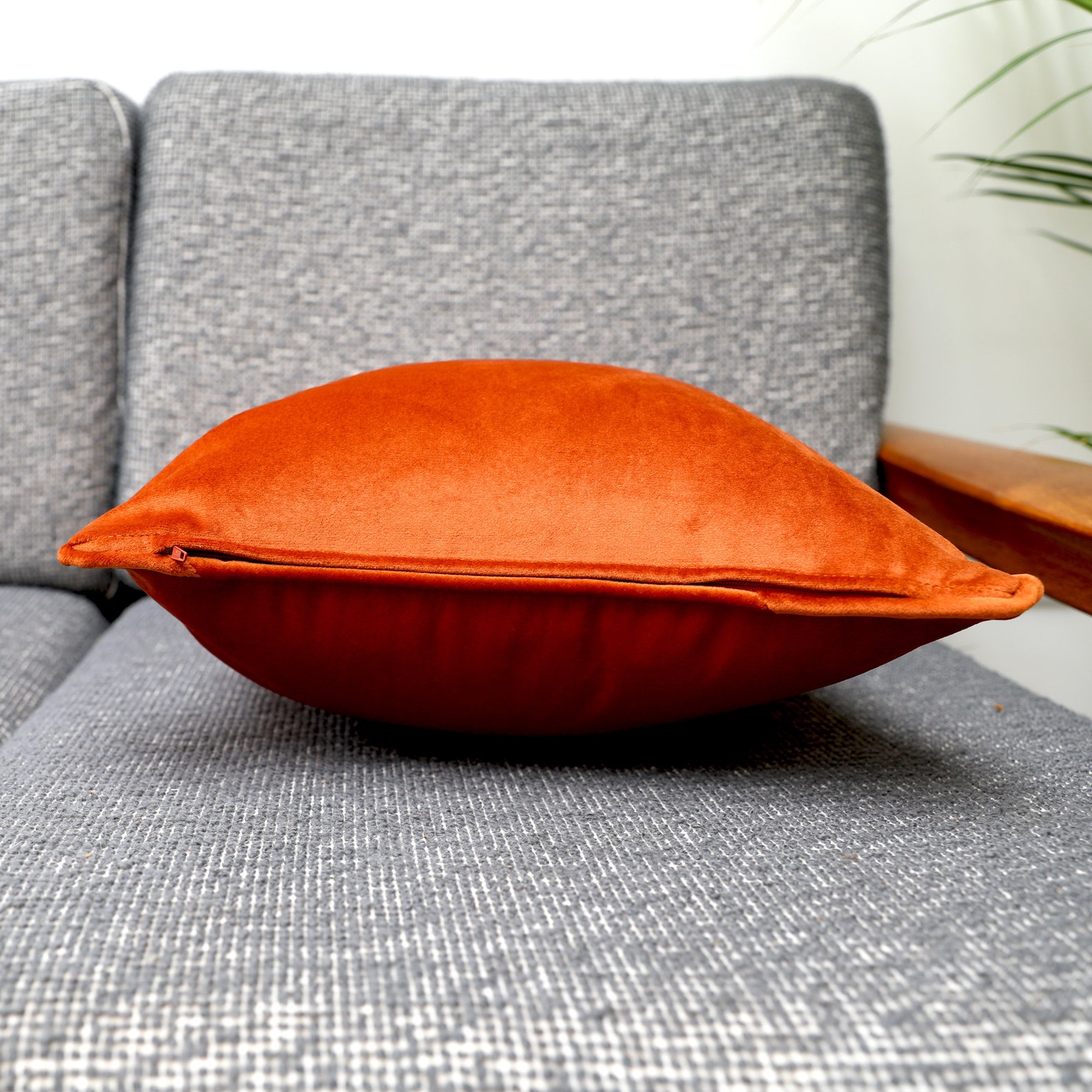 Burnt Orange Velvet Scatter Cushion Covers with Contrasting Etsy