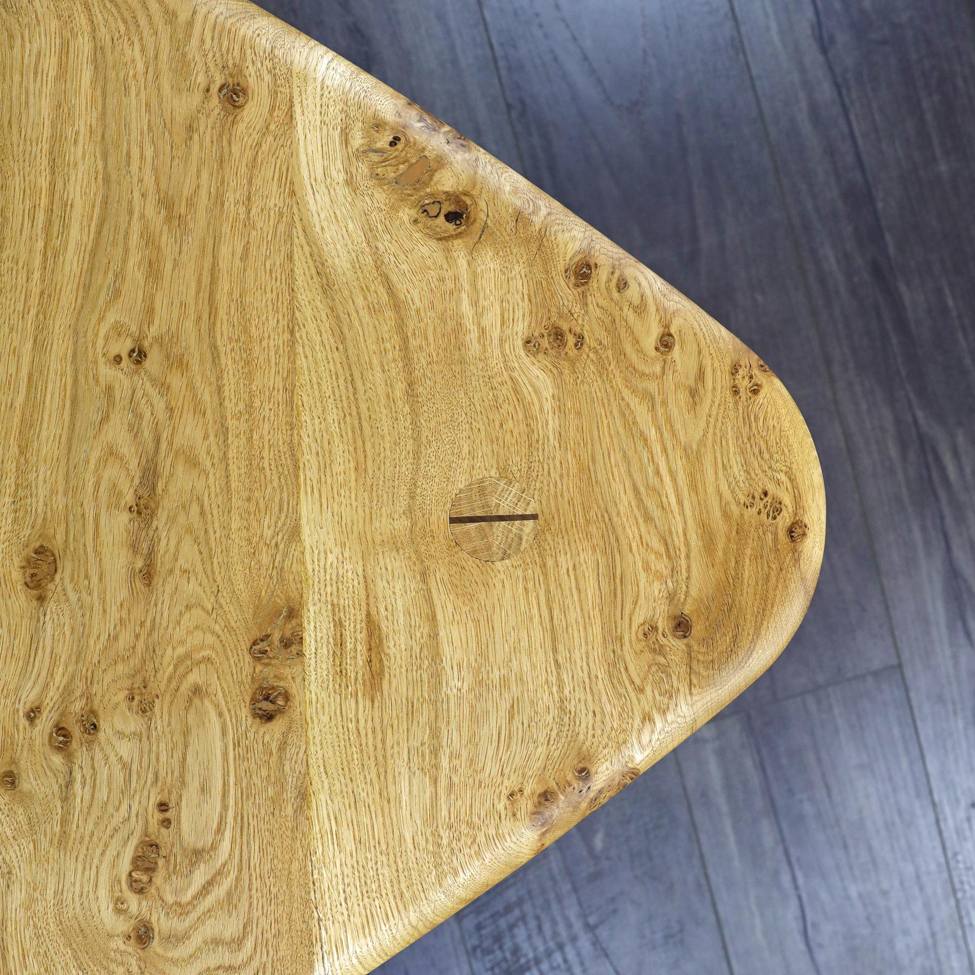 Oak Triangular Coffee Table Mid Century Inspired Solid Wood Low