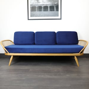 Velvet Replacement Cushions for Ercol 355 Daybed/ Studio Couch in Luxury Navy/Royal Blue Velvet .