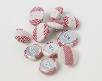 French Ticking Red/White Stripe, Blue/White Stripe Upholstery & Furnishing Loop Back Buttons 15mm, 17mm or 20mm