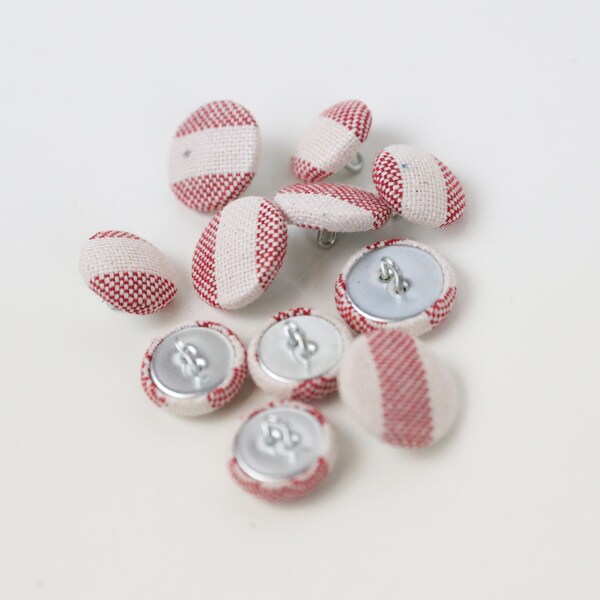 French Ticking Red/White Stripe, Blue/White Stripe Upholstery & Furnishing Loop Back Buttons 15mm, 17mm or 20mm