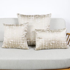 Ashley Wilde Mikkel Cashew Beige Taupe Abstract Cushion Covers, Champagne Designer Throw Pillows, Luxury Designer Scatter Cushions.