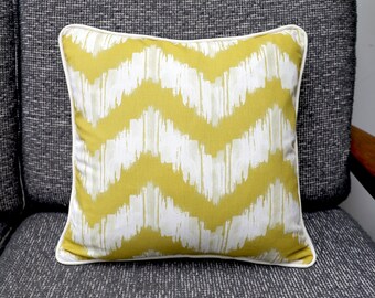Mustard Yellow Chevron Stripe Scatter Cushion Covers With Piping