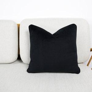 Black Velvet Scatter Cushion Covers with Contrasting Piping in Luxury Plush Velvet. White/Blue/Orange/Green/Teal/Mustard Throw Pillows. image 6