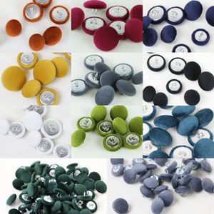 Plush Velvet Upholstery & Furnishing Loop Back Buttons in Orange, Cerise. Olive, Green, Black, Grey, White, Yellow, Teal, Navy 17mm or 21mm