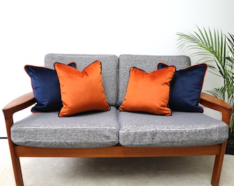 Buy Burnt Orange Velvet Scatter Cushion Covers With Contrasting