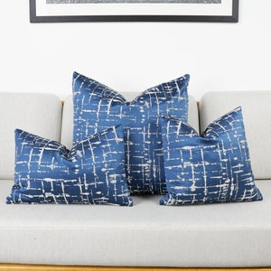 Ashley Wilde Mikkel Navy, Abstract Cushion Covers, Designer Throw Pillows, Luxury Designer Scatter Cushions.