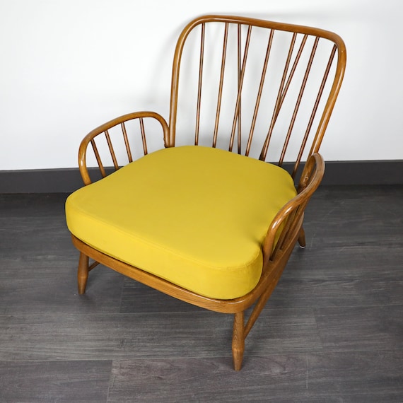 Velvet Replacement Cushions for Ercol 766 Jubilee Armchair in Luxury Mustard Yellow Velvet Etsy Canada