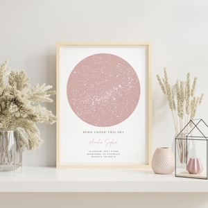 A4 A3 A2 Framed Custom Star Map | Baby | Child | Birth | Baby Gift | Birthday | Baptism Gift | Personalised Gift | Newborn Gift | Christmas