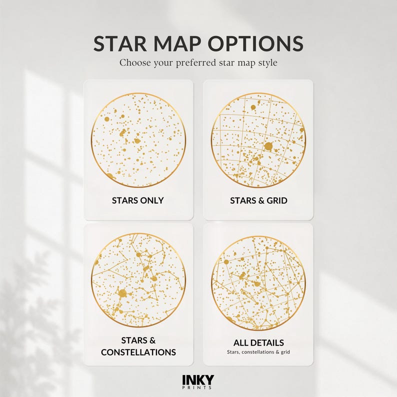 Genuine Reflective Foil Star Map Print, Personalised Night Sky Chart, Framed or Unframed Keepsake 画像 4
