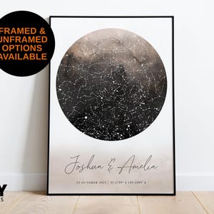 A4 A3 A2 Framed Custom Star Map | Gift for Him | Gift for Her | 1st Anniversary | Paper Gift | Paper Anniversary Gift | Wedding | Engagement