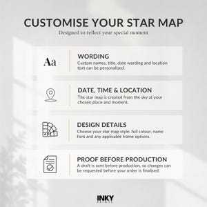 Genuine Reflective Foil Star Map Print, Personalised Night Sky Chart, Framed or Unframed Keepsake 画像 11