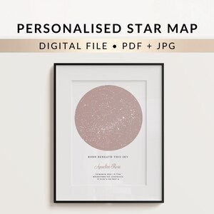 DIGITAL Anpassad Stjärnkarta | Nedladdning | Födelse | Babypresent | Födelsedag | Doppresent | Personlig Present | Nyföddpresent | Alla hjärtans dag-present