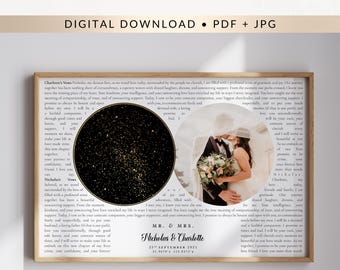 Custom Star Map with Wedding Vows & Photo, Digital Download, Personalised Anniversary Gift
