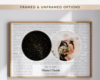 Custom Star Map with Wedding Vows & Photo, Personalised Anniversary Print, Framed or Unframed