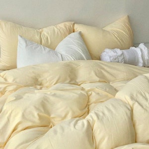 Ever Lasting Pastel Bedding Set Custard Yellow Duvet Cover Etsy