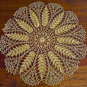 Autumn Wheat  Doily ~ Vintage Elegantly Handmade Fall Doily ~ Fall Centerpiece Doily ~ Autumn Harvest Wheat Doily