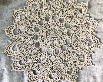 Handmade Crocheted Mandala Lace Doily, Crocheted Cotton Doily, Modern Textured Mandala