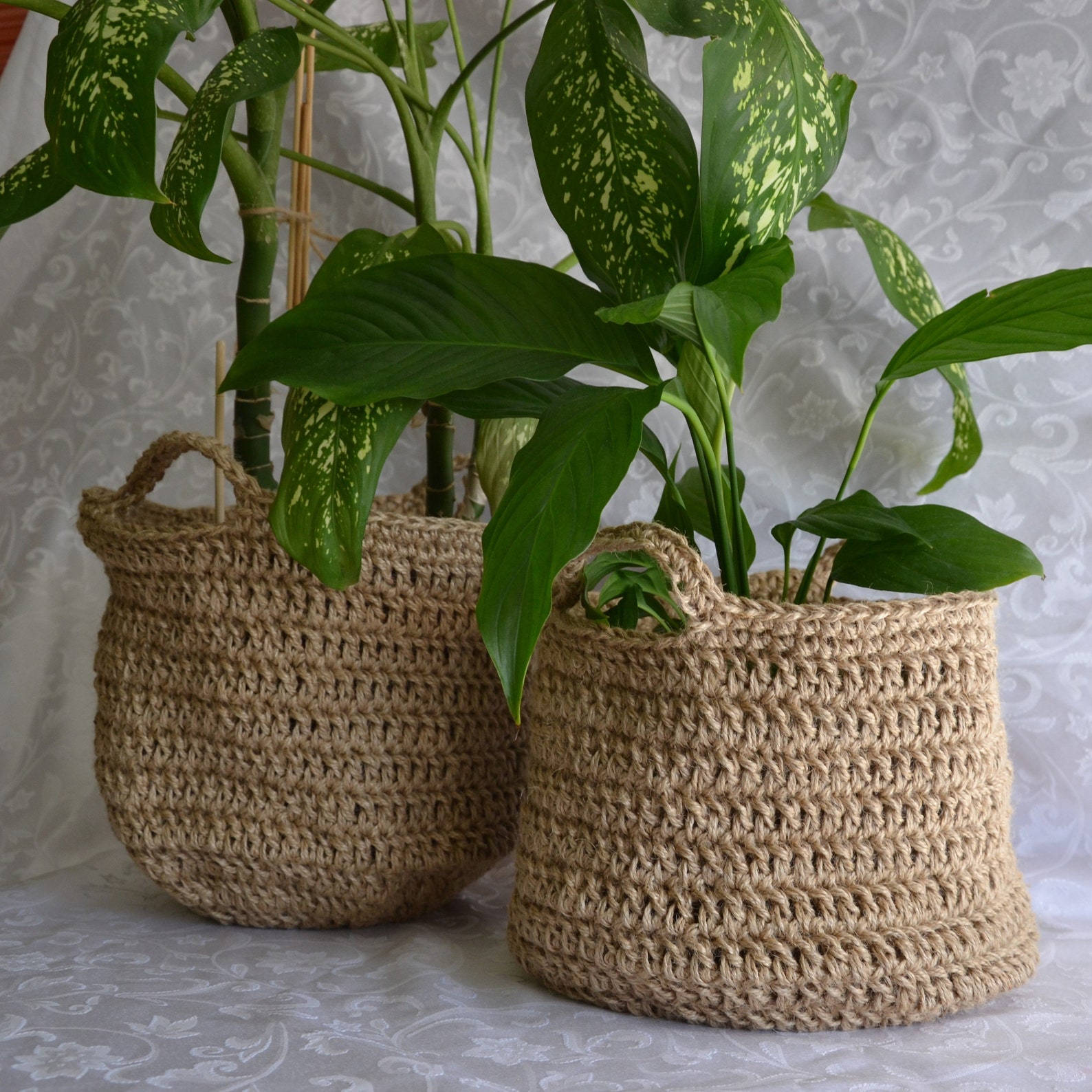 Jute pots Jute rope plant stand basket rope plant pot Jute Etsy