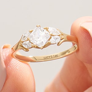 Moissanite Floral Engagement Ring • 1.2 Ct Nature-Inspired Flower Ring • 14k 18k 10k Solid Gold Anniversary or Wedding Jewelry for Her