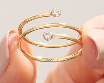 2カラー アクセサリー Coil Spiral Pave Ring #8407