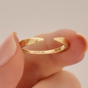 Open Wedding Band Women, 14K Gold Claw Ring Enhancer for Engagement Solitaire, Solid Gold Open Ring, Dainty Wrap Ring, Gift for Her