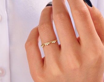 Diamond Stackable Wedding Ring | 14k 18k 10k Solid Gold Princess Crown Ring | Tiara Ring Enhancer Women | Minimalist Thin Layering Ring