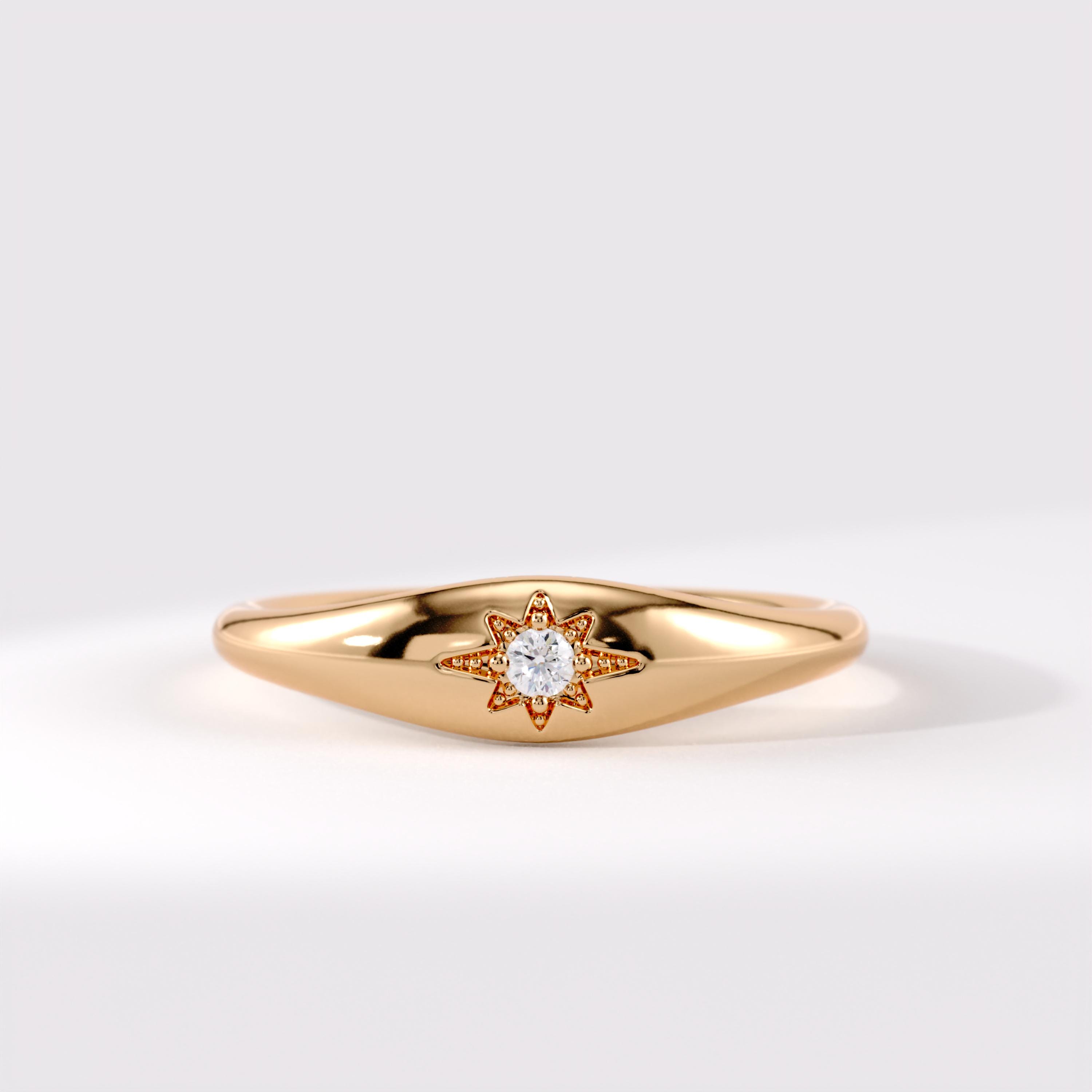 Gold Vermeil Starburst Ring, 925 Sterling Silver Celestial Signet 