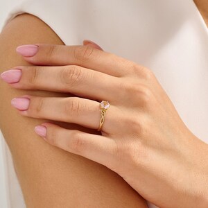 Morganite Engagement Ring 14K Solid Gold Celtic Knot Ring Round Pink Morganite Ring for Her image 2