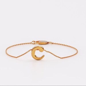14k Gold Letter Bracelet, Solid Gold Initial Bracelet, Womens Moving Charm Bracelet, Custom Bracelet, Personalized Jewelry Gifts image 2
