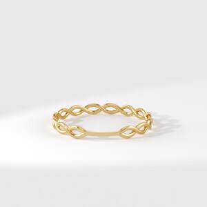 10K Gold Ring, Solid 10K Gold Twist Ring, Dainty Twist Stacking Band for Women, 10K Rope Ring, Gold Twist Band imagen 10