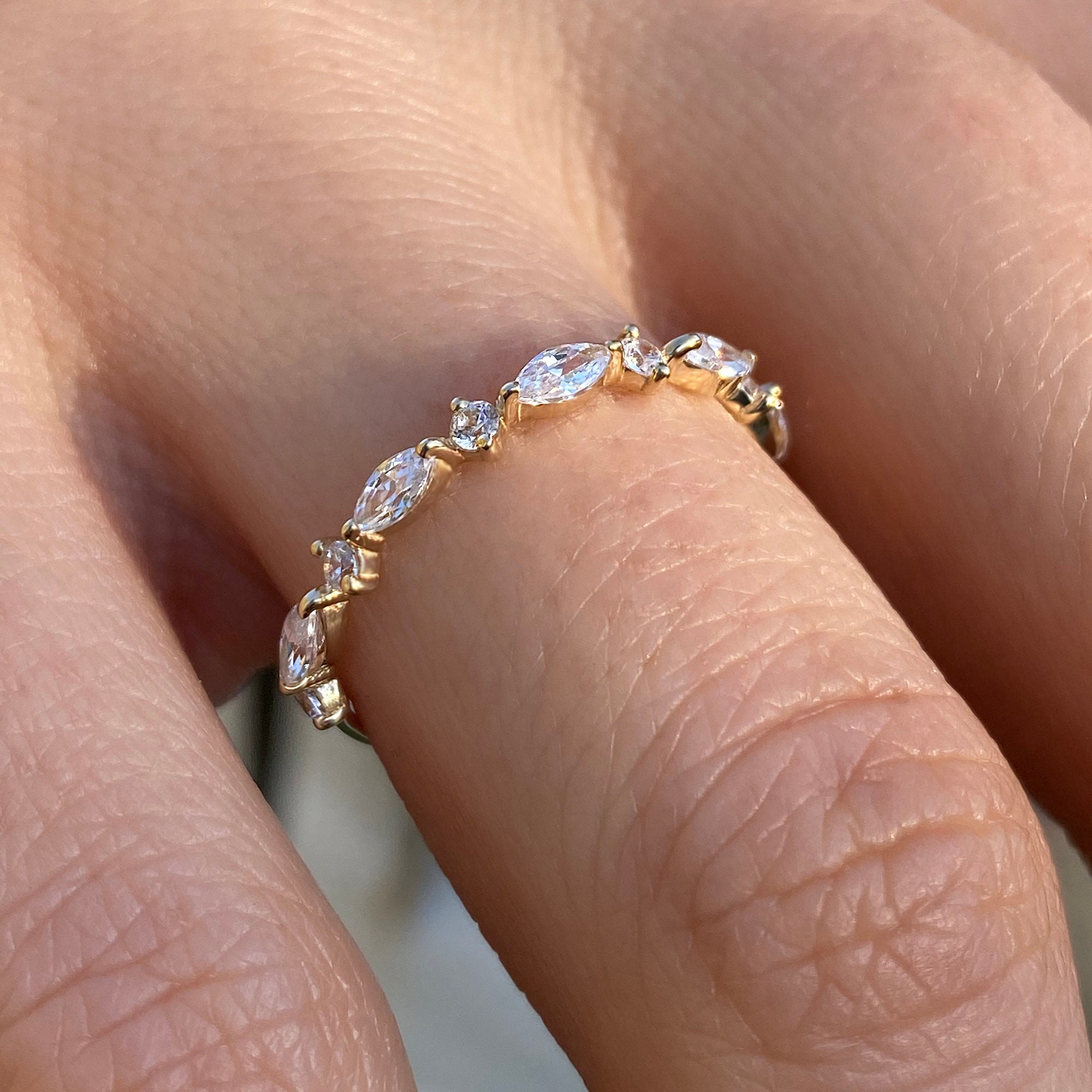 14k Solid Gold Diamond Marquise Ring Marquise Diamond Wedding Etsy