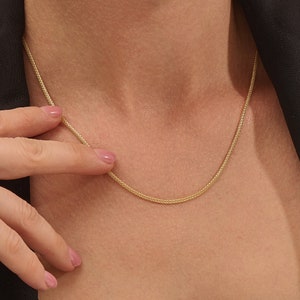 Oval Box Chain Necklace | 14k Solid Gold Round Chain Necklace | Unisex Layering Necklace Women | Simple Everyday Necklace 14 to 20 Inches