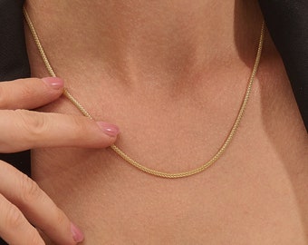 Oval Box Chain Necklace | 14k Solid Gold Round Chain Necklace | Unisex Layering Necklace Women | Simple Everyday Necklace 14 to 20 Inches