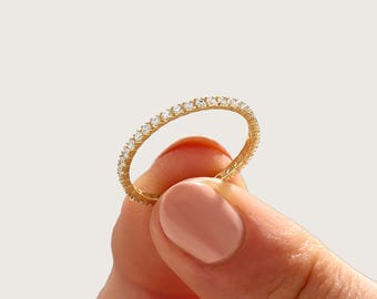 Solid 14K Gold Diamond Eternity Ring, Stacking Wedding Band Women (0.35ctw Natural Diamond)