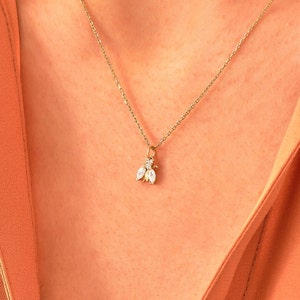 Diamond Bee Pendant /14k Gold Solid Bee 