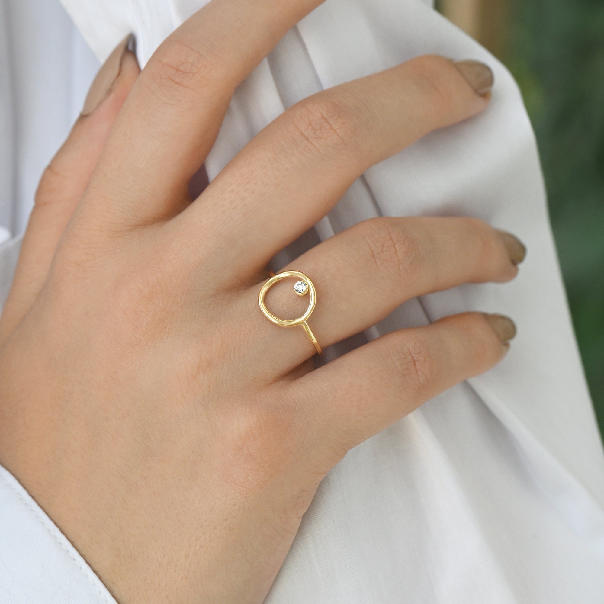 Gold Circle Ring - Etsy UK