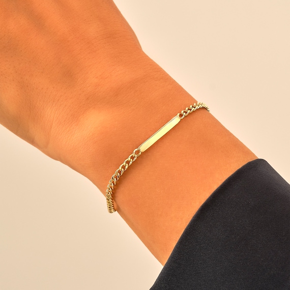 14k Solid Gold Yellow ID Brracelet 7-8 inch length 5-6mm Width (Free E –  Fran & Co. Jewelry Inc.