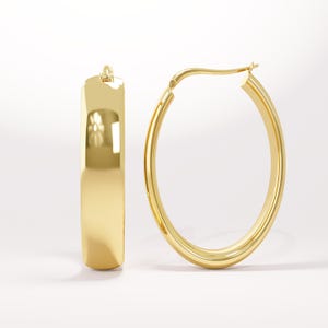 14k Solid Gold Bold Hoop Ohrringe für Frauen, große leichte Chunky Creolen, Echtgold Handmade Statement Schmuck, jeden Tag Geschenk Ohrringe