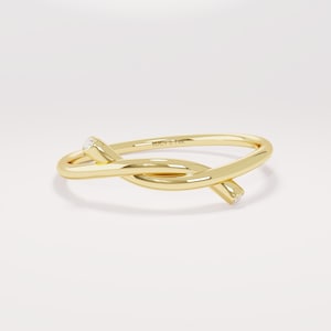 Diamond Knot Ring Womens 14k Solid Gold Love Knot Band Tiny Diamond Friendship Promise Infinity Bestfriend Jewelry Gift Yellow Rose White