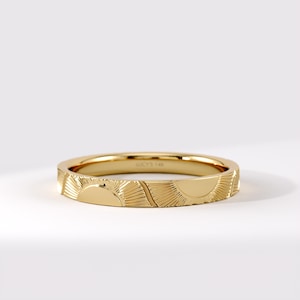 Elegant solvigselring för kvinnor, himmelsk ring i 14k massivt guld, graverad solring för honom och henne, platt vigselring för män och kvinnor, matchande ring