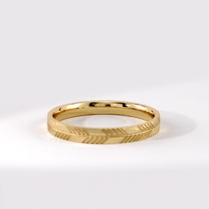 Arrow Wedding Band 14k Solid Gold Minimalist Bridal Ring Couples Matching Ring, His and Hers Gold Ring Flat Wedding Ring Jewelry Gift