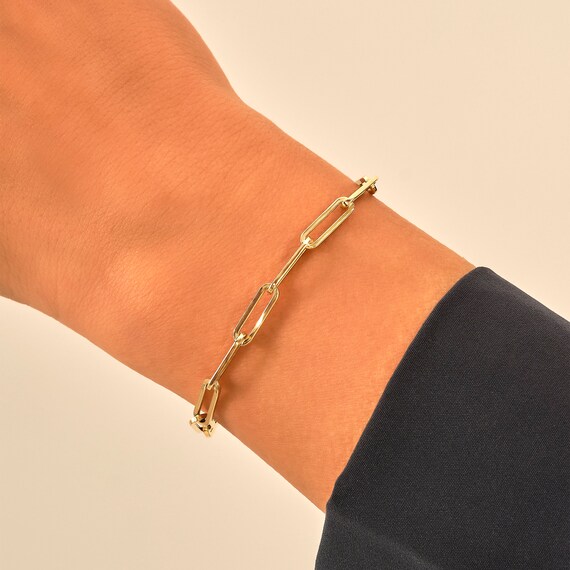 14k Solid Gold Link Chain Bracelet 